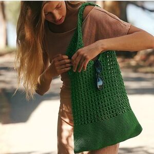 Free People Sarasota Green Crochet Tote Bag